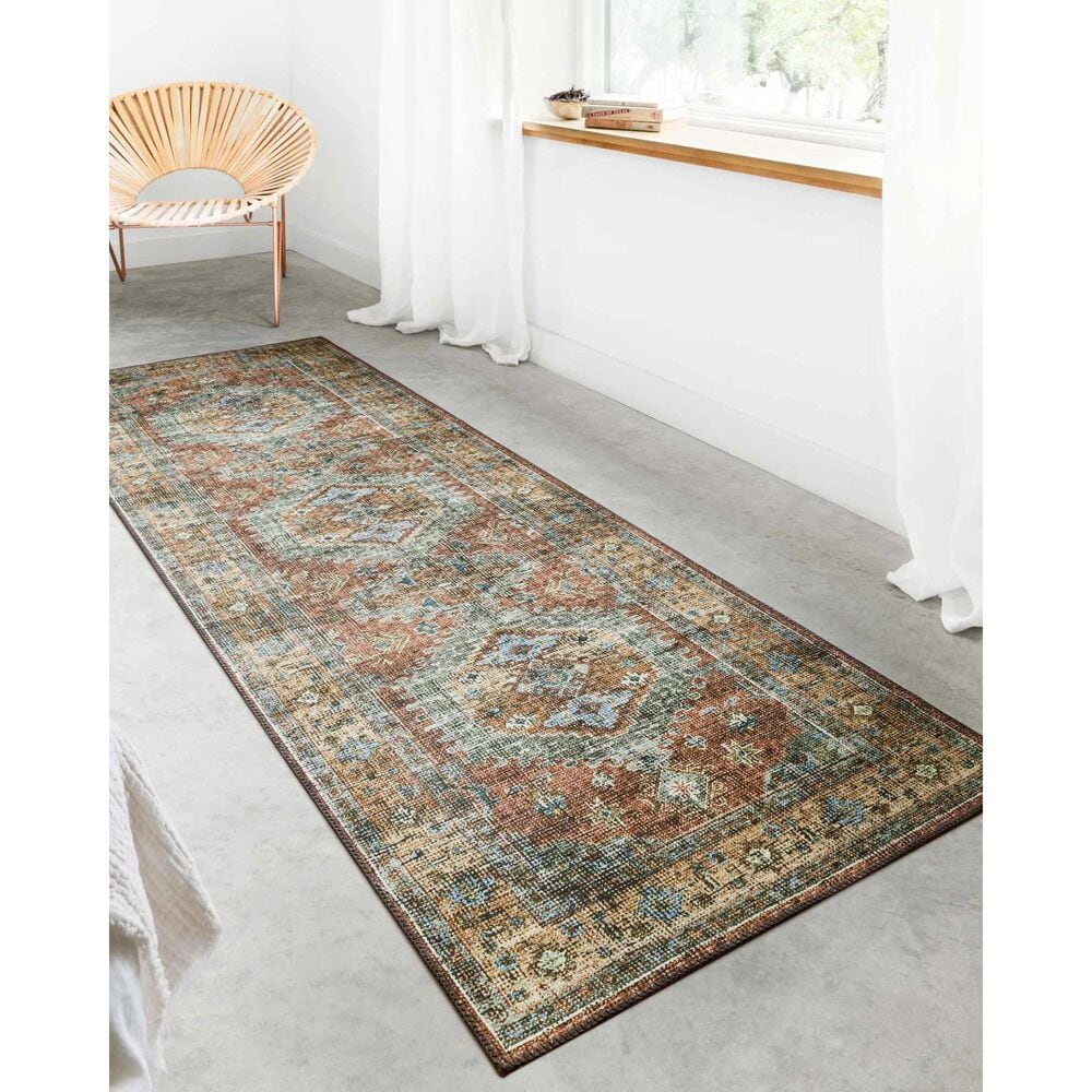 Loloi II Skye SKY-07 2&#39;6&quot; x 7&#39;6&quot; Terracotta and Sky Runner, , large