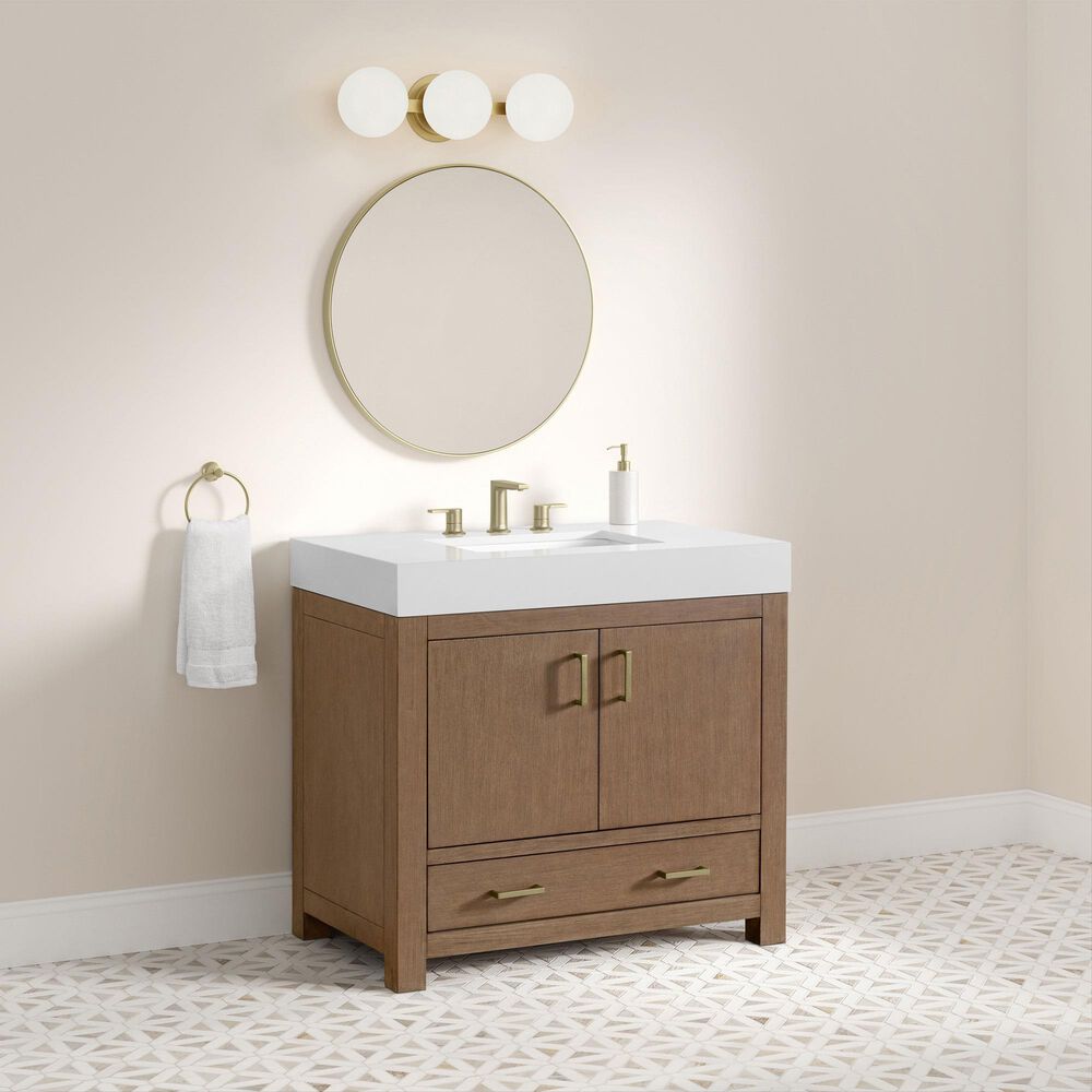 37B Alanya 36" Single Bathroom Vanity in Walnut Drift with White Composite Stone Top, , large