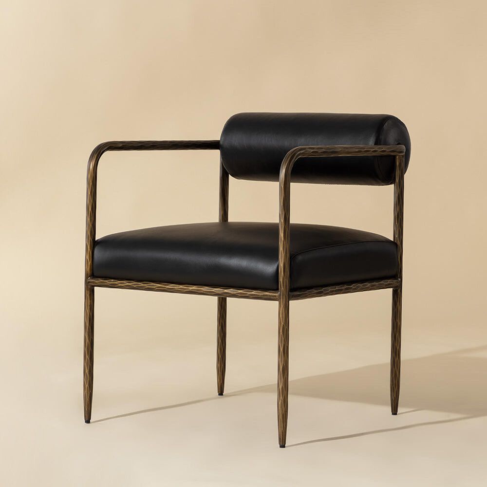 Club Collection By Sunpan Ajani Arm Chair with Charcoal Black Cushion in Antique Brass, , large