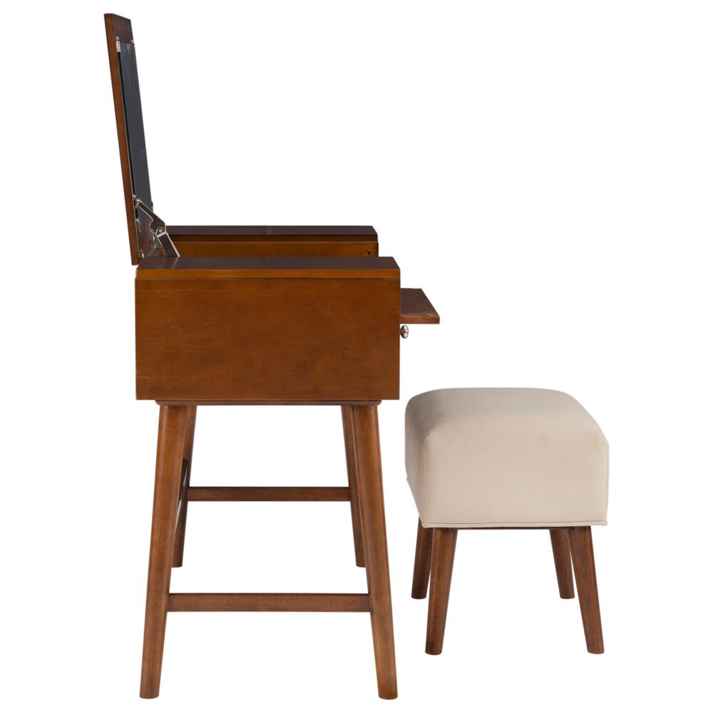 Linon Home Decor Viola Vanity with Stool in Walnut, , large