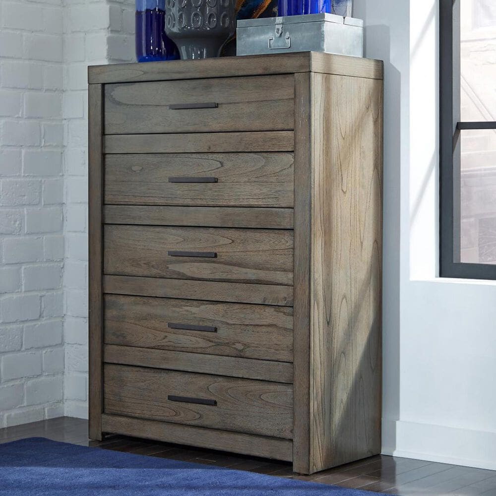 Riva Ridge Modern Loft 5-Drawer Chest in Greystone, , large