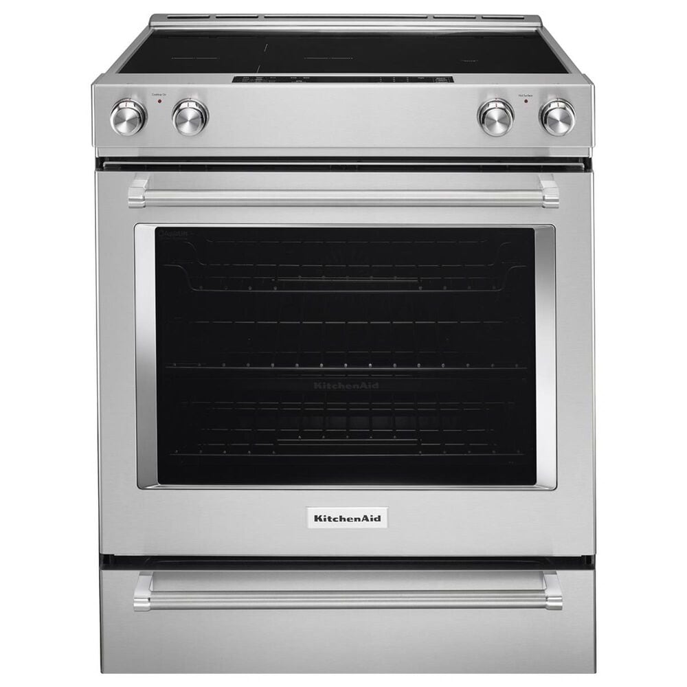 KitchenAid 30 Inch 5-Element Electric Convection Slide-In Range with Baking Drawer in Stainless Steel, , large