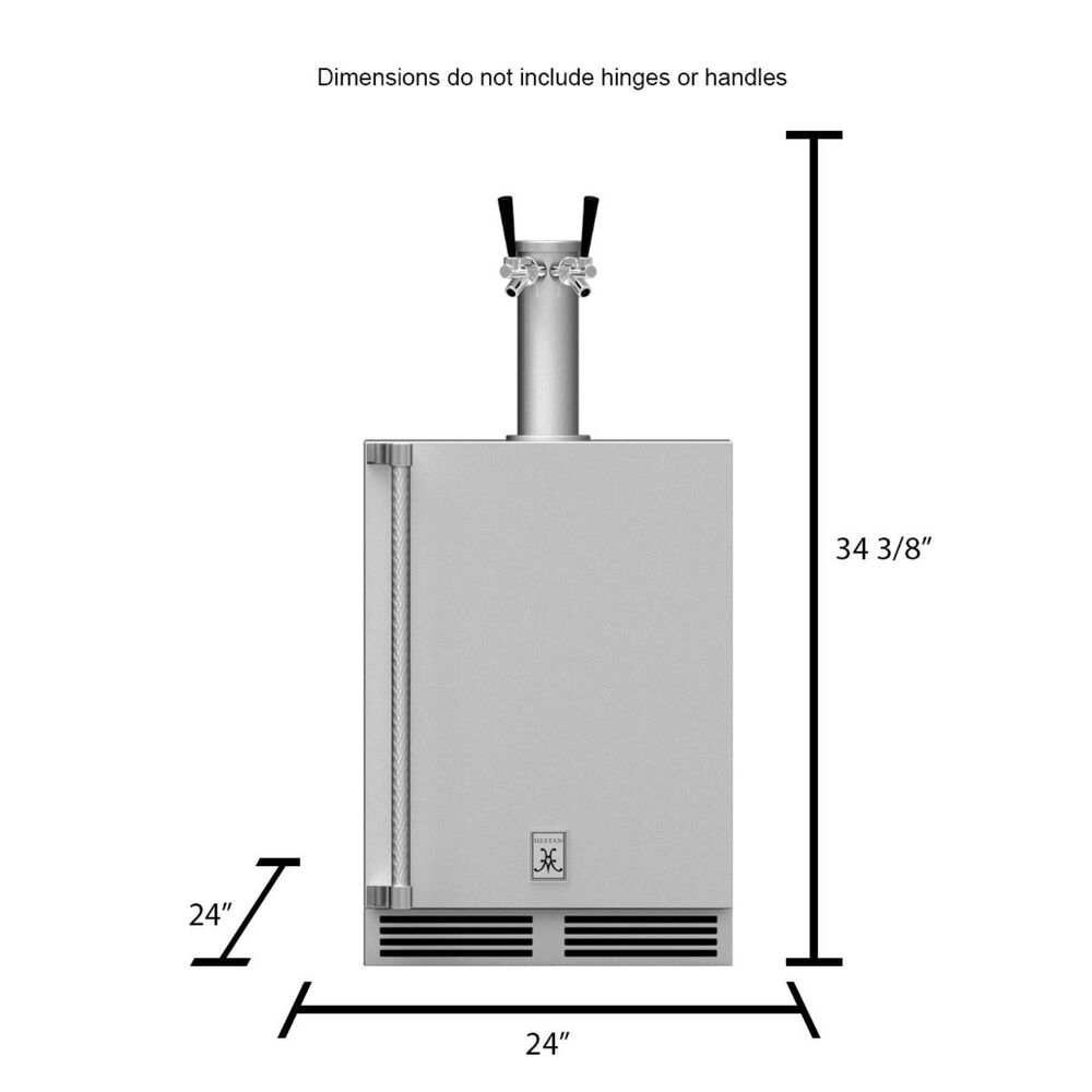 Hestan 24" Outdoor Double Faucet Beer Dispenser on Right Hinge in Stainless Steel, , large