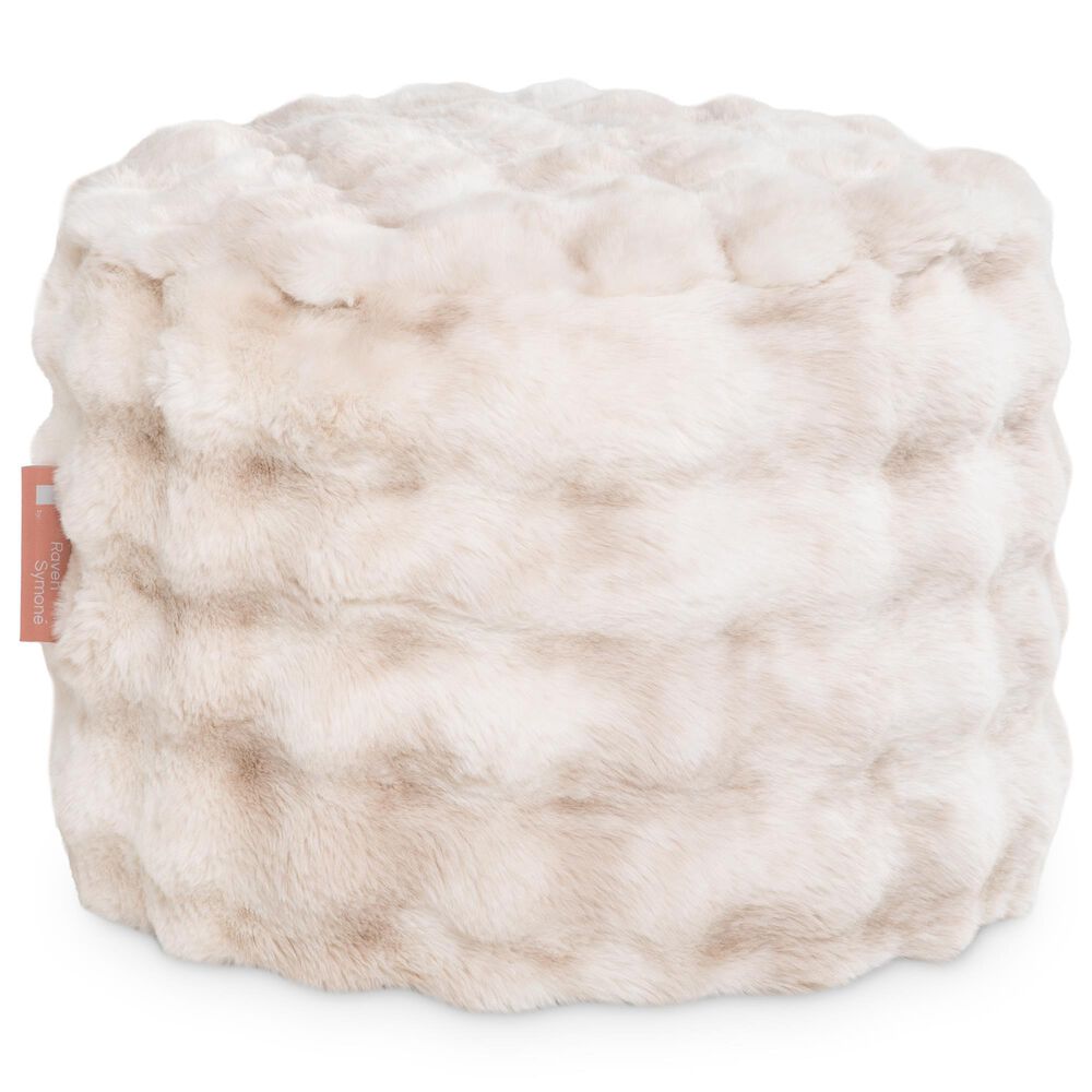 Jaxx Raven Round Accent Pouf in Phantom Cream, , large