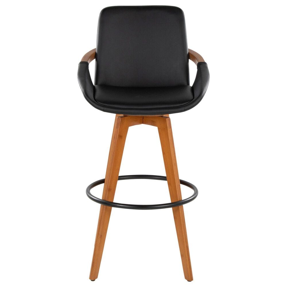 Lumisource Cosmo Swivel Barstool with Black Cushion in Walnut and Black, , large