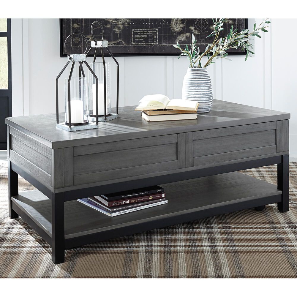Signature Design by Ashley Caitbrook Lift Top Cocktail Table in Gray and Black, , large