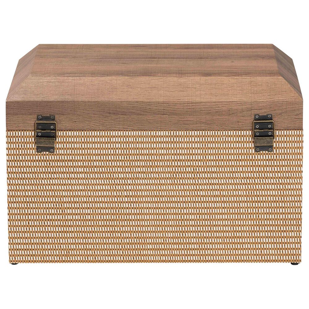 Baxton Studio Kande Storage Trunk with Hinged Top in Light Brown, Walnut and Bronze, , large