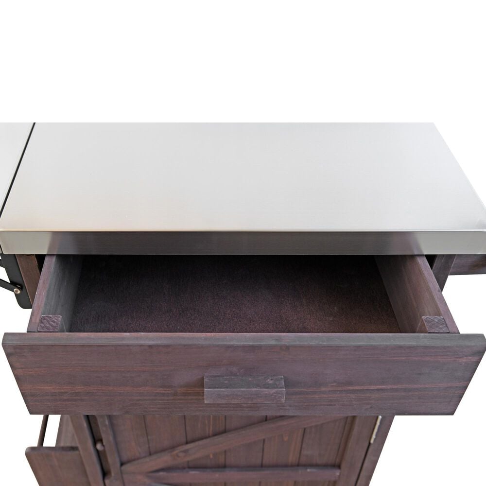 HOMLUX 40.5" Outdoor Kitchen Island with One Drawer in Brown and Stainless Steel, , large