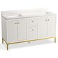 Kohler Calpa 60" Double Bathroom Vanity in White with 2 cm White Quartz Top and Rectangular Sinks, , large