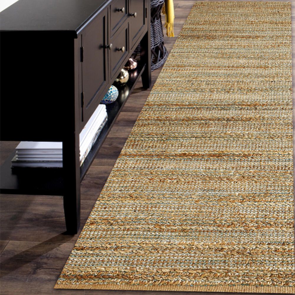 L&amp;R Resources Natural Fiber Teal 2'6" x 7'9" Runner, , large