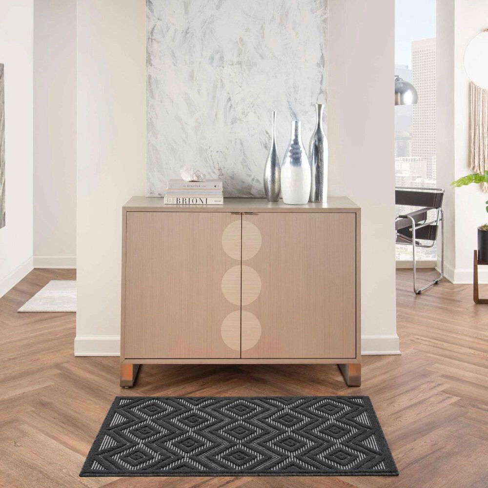 Nourison Versatile 2&#39; x 4&#39; Charcoal and Black Indoor/Outdoor Area Rug, , large
