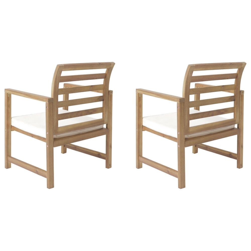 Hearth and Haven Outdoor Club Chair with White Cushion in Natural &#40;Set of 2&#41;, , large