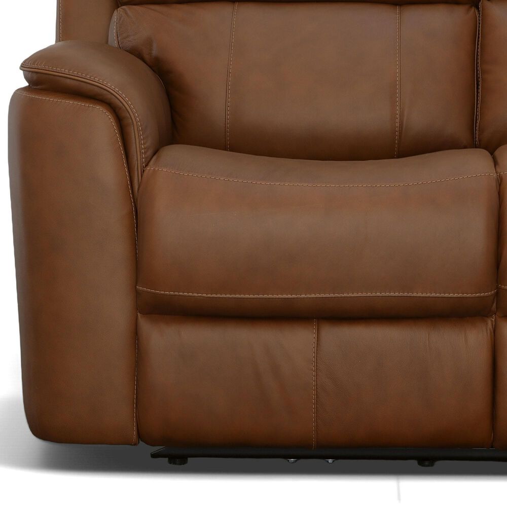 Flexsteel Henry Power Reclining Loveseat with Headrests and Lumbar in Caramel, , large