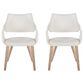 LumiSource Curvo Arm Chair with White Faux Leather Cushion in Whitewashed Wood (Set of 2), , large