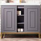 James Martin Vanities Alicante 39.5" Single Bathroom Vanity in Grey Smoke and Radiant Gold with 5 cm White Glossy Resin Top and Rectangular Sink, , large