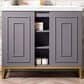 James Martin Vanities Alicante 39.5" Single Bathroom Vanity in Grey Smoke and Radiant Gold with 5 cm White Glossy Resin Top and Rectangular Sink, , large