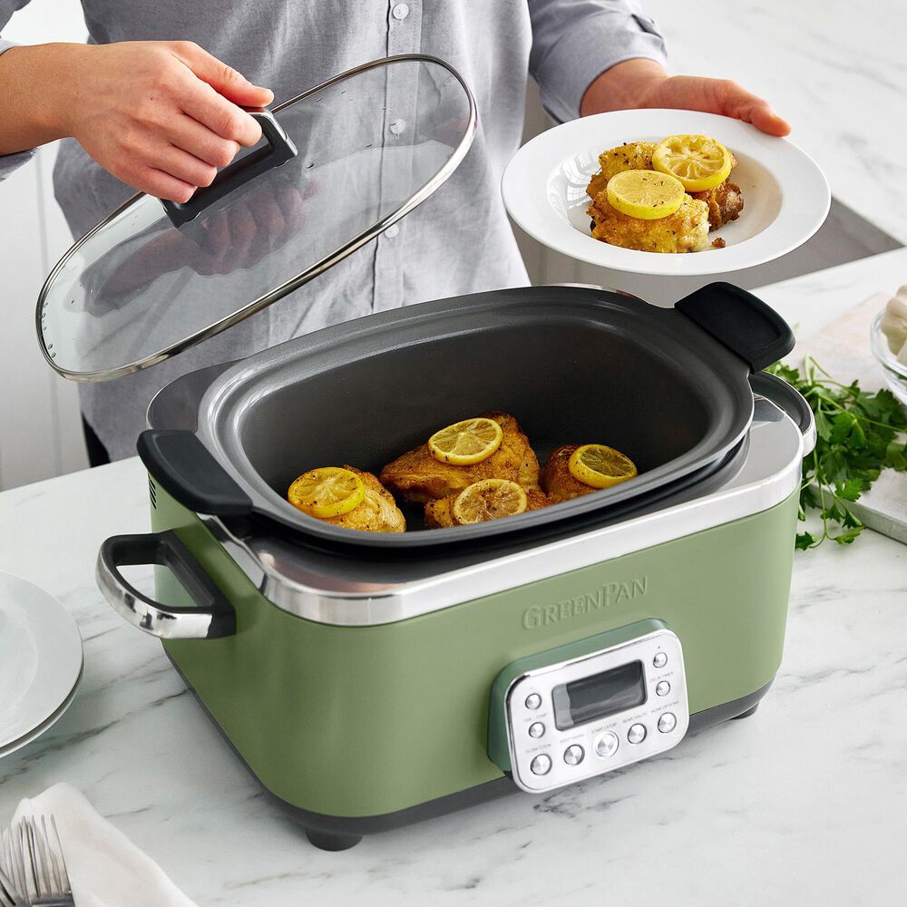 Green Pan Elite 14-In-1 6 Quart Slow Cooker in Sage Green, , large