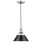 Golden Lighting Orwell 1-Light Medium Pendant with Matte Black Shade in Aged Brass, , large