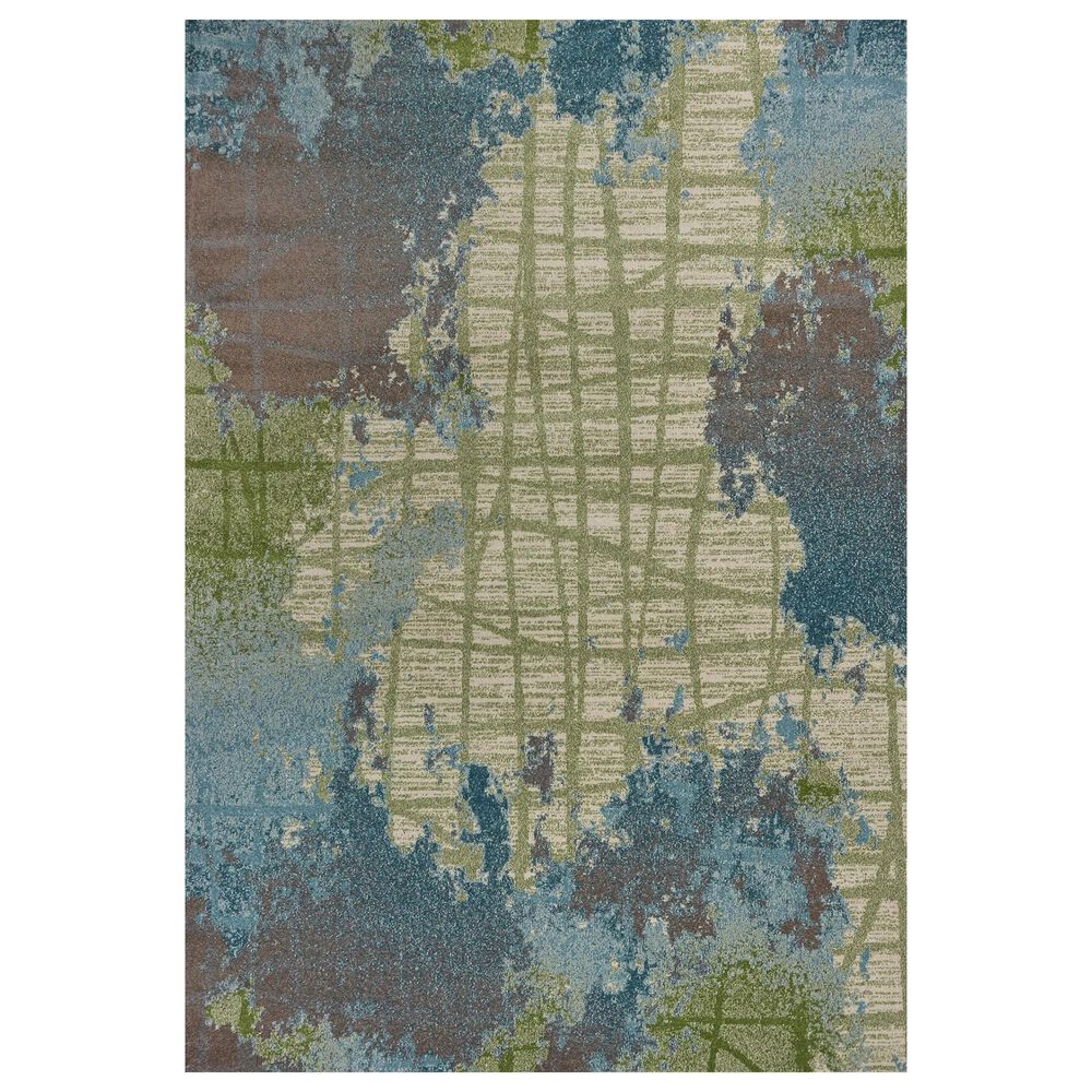 Kas Oriental Rugs Illusions Visions 3"3" x 4"11" Green and Blue Area Rug, , large