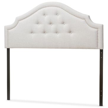 Baxton Studio Cora Queen Upholstered Panel Headboard in Greyish Beige, , large