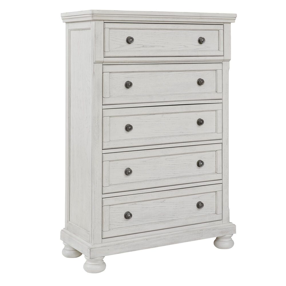 Ashley Robbinsdale 5 Drawer Double Knob Chest in Antique White, , large