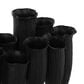 Maple and Jade Floral Inspired Abstract Decorative Vase with Linear Grooves and 10 Openings in Sleek Black, , large