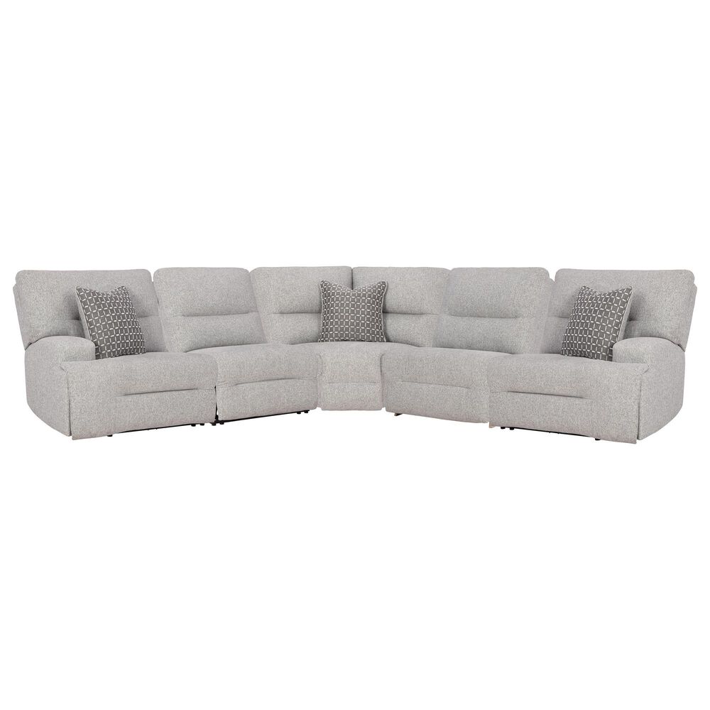 Ashley Acklen Place 5-Piece Power Symmetrical Reclining Sectional in Pewter, , large