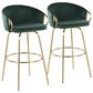 LumiSource Claire Swivel Barstool with Green Velvet Upholstery in Gold (Set of 2), , large
