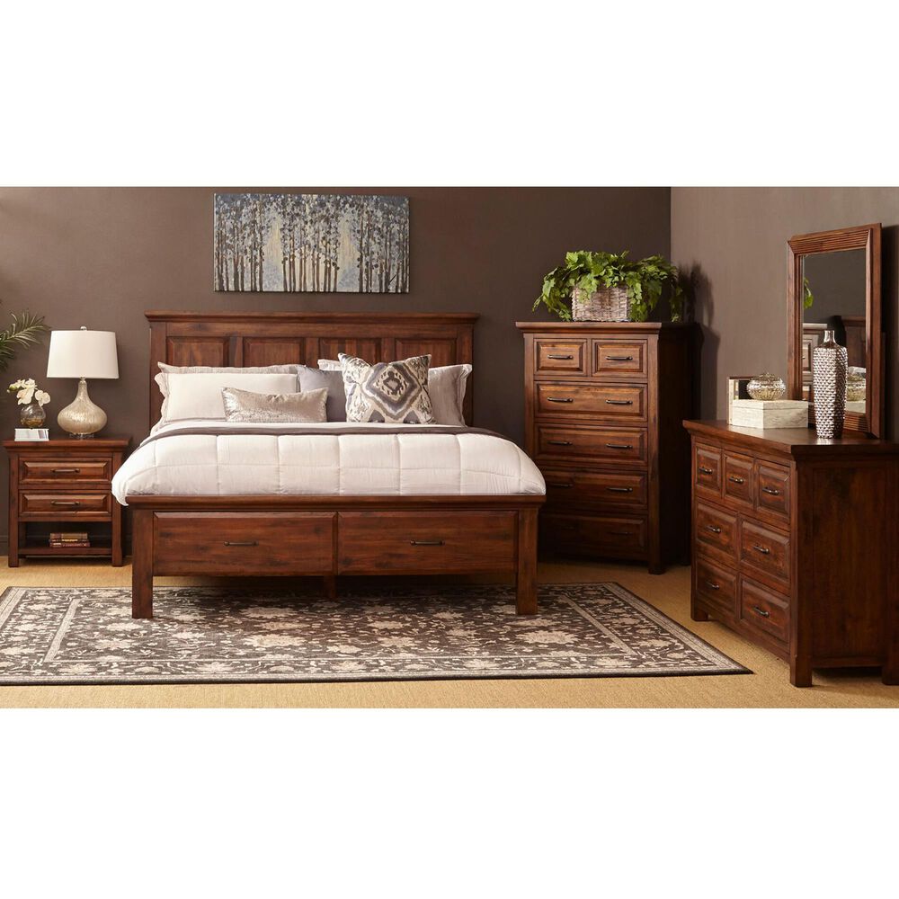 Cedar and Sage Hill Crest Queen Storage Bed in Dark Chestnut, , large