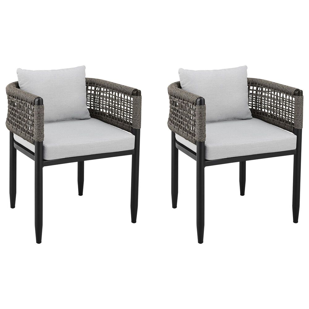 Blue River Alegria Outdoor Dining Chair with Light Grey Cushion in Black (Set of 2), , large