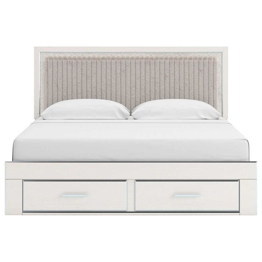 Ashley Zuraleus 3-Piece King Upholstered Storage Bedroom Set in Matte White, , large