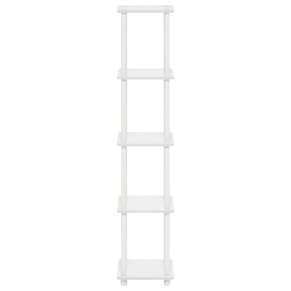 HOMLUX Turn-N-Tube 5-Tier Corner Square Display Bookshelf in White, , large