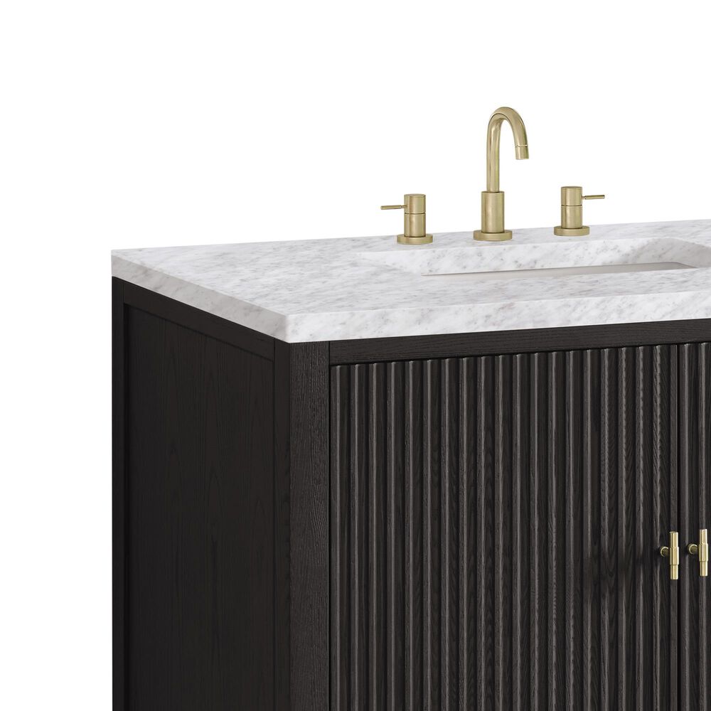 James Martin Vanities Myrrin 36&quot; Vanity in Carbon Oak with 3 cm Carrara White Marble Top, , large