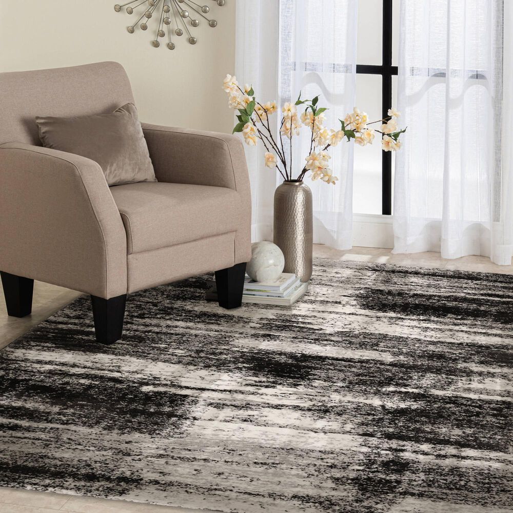 Central Oriental Structures Torrent Shaye 5&#39; x 7&#39;6&quot; Buff and Metal Area Rug, , large
