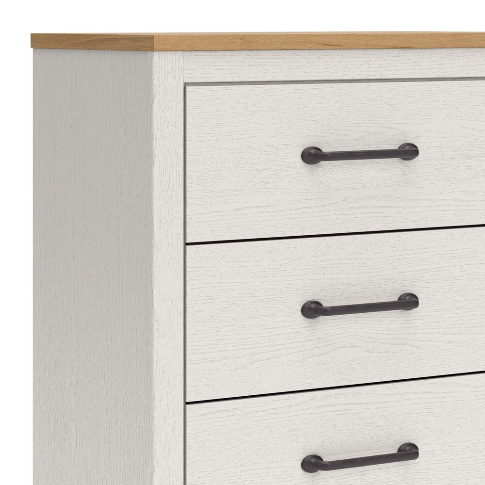 Ashley Linnocreek 4-Drawer Drawer Chest in White and Warm Brown, , large