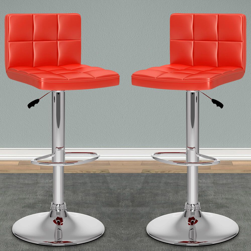 CorLiving Adjustable Bar Stool in Red (Set of 2), , large