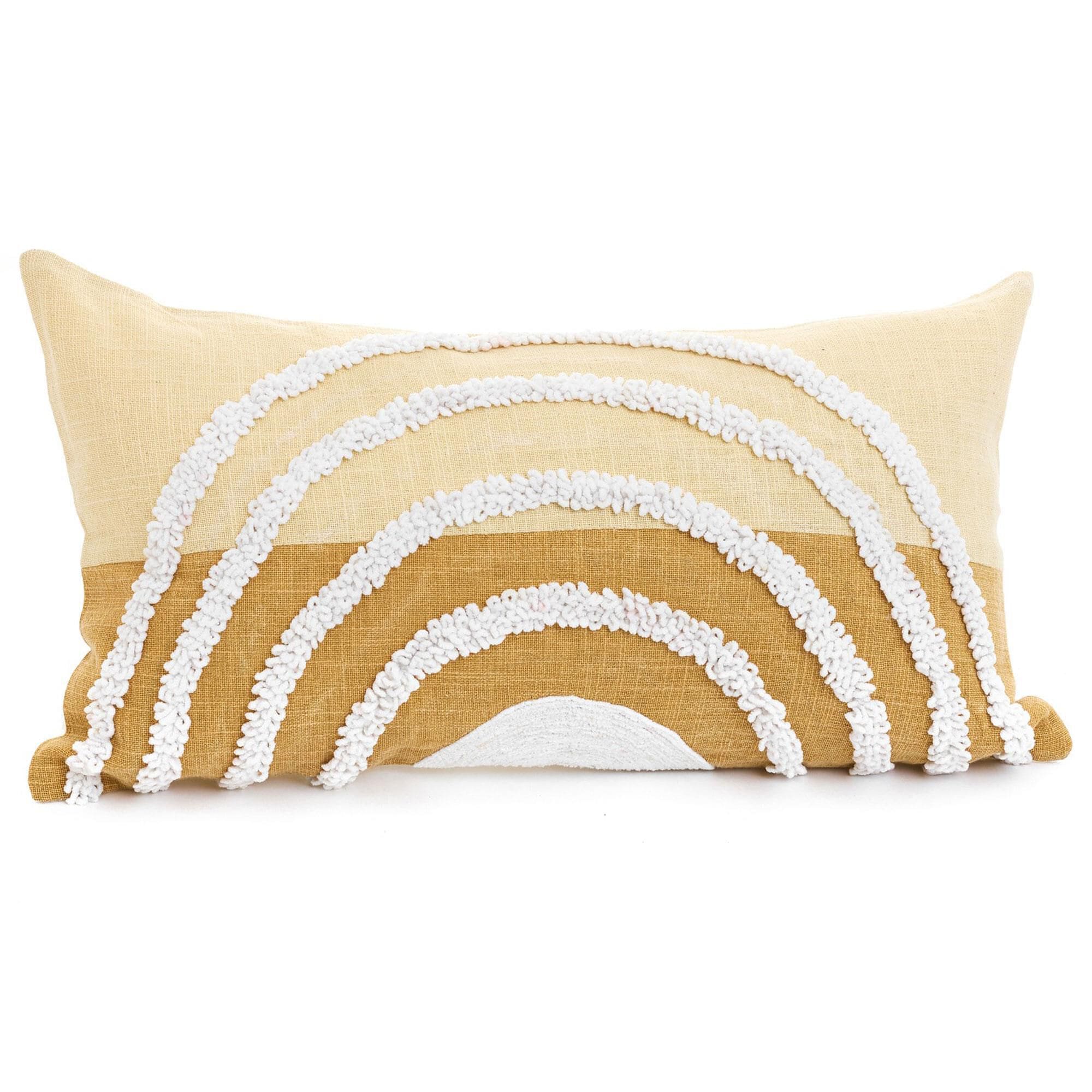 12 x 22 Lemon Lumbar Pillow in Yellow and White NFM