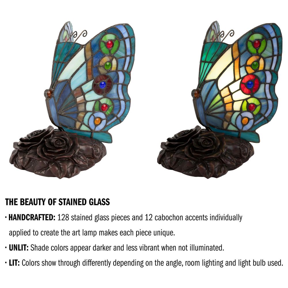 Timberlake 8.5" Tiffany Style Butterfly Lamp in Multicolor, , large
