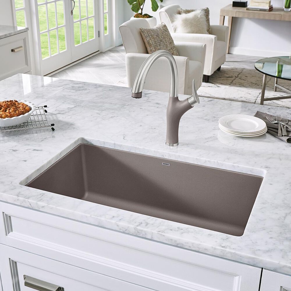 Blanco Precis 32&quot; Super Single Bowl Kitchen Sink in Truffle, , large