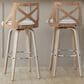 LumiSource Charlotte Swivel Bar Stool with White Faux Leather Upholstery in Whitewashed and Chrome (Set of 2), , large