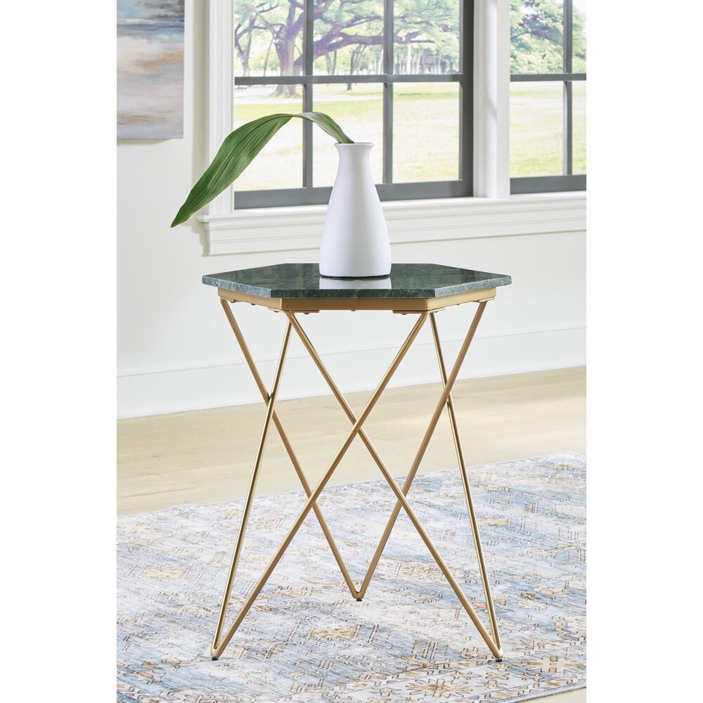 Ashley Engelton Accent Table in Antiqued Gold and Green, , large
