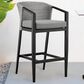 Armen Living Palma Patio Bar Stool with Dark Grey Cushion in Black, , large