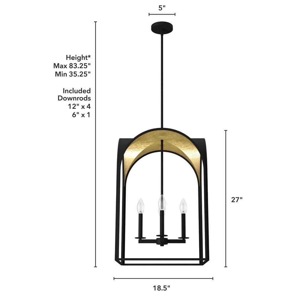 Hunter Dukestown 18&quot; 4-Light Pendant in Natural Iron and Gold Leaf, , large