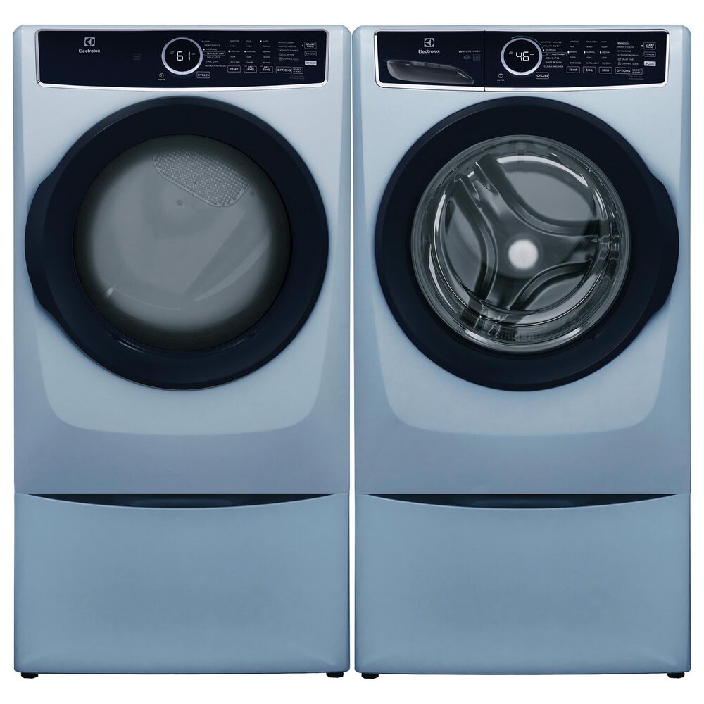 Electrolux 4.5 Cu. Ft. Front Load Washer and 8 Cu. Ft. Gas Dryer Laundry Pair with Pedestal in Glacier Blue, , large