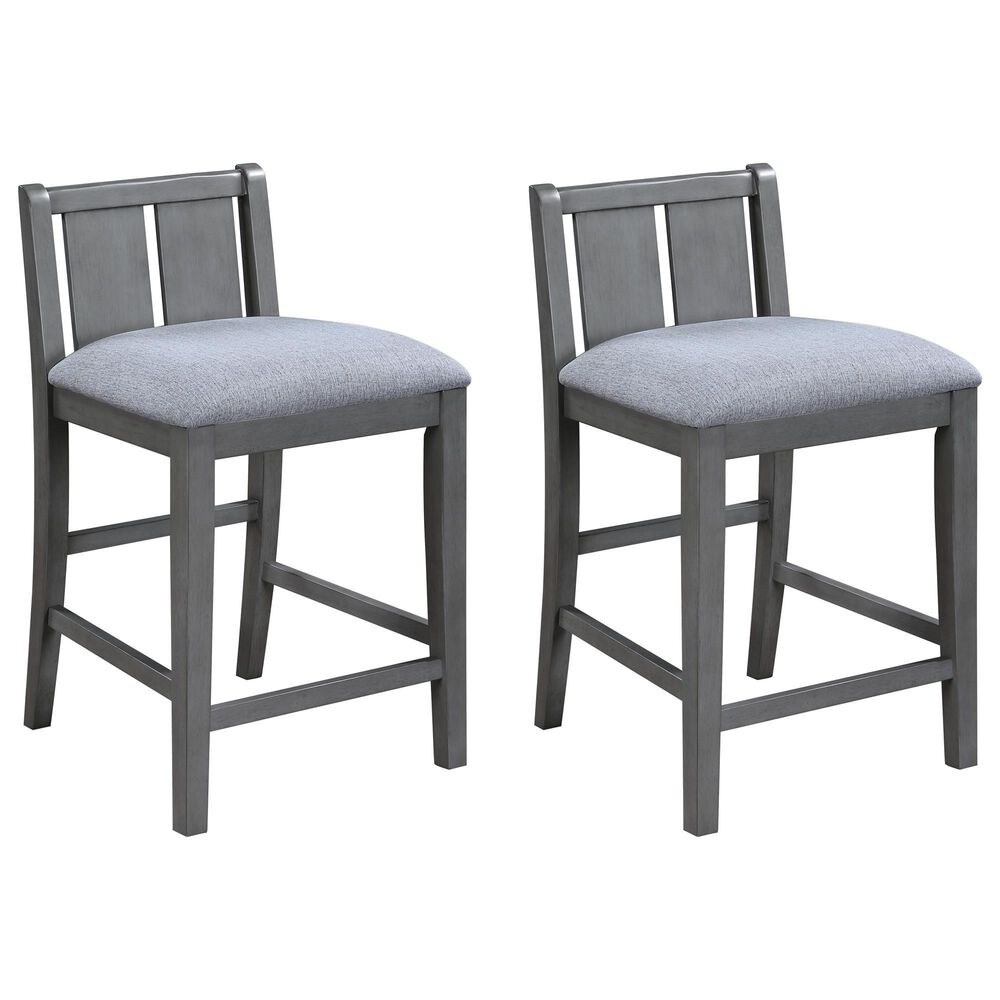 HOMLUX Counter Height Upholstered Chair in Gray (Set of 2), , large