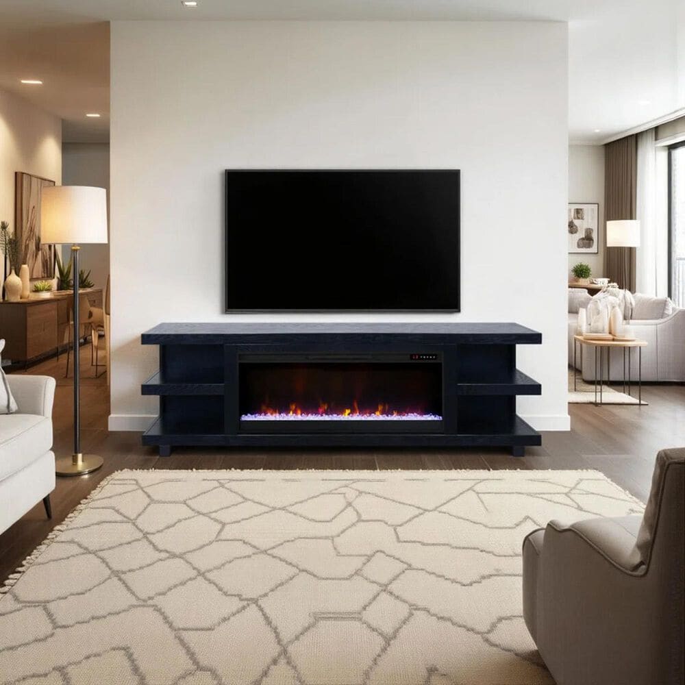 Legends Furniture Laurel Canyon 82&quot; Fireplace Console in Black, , large