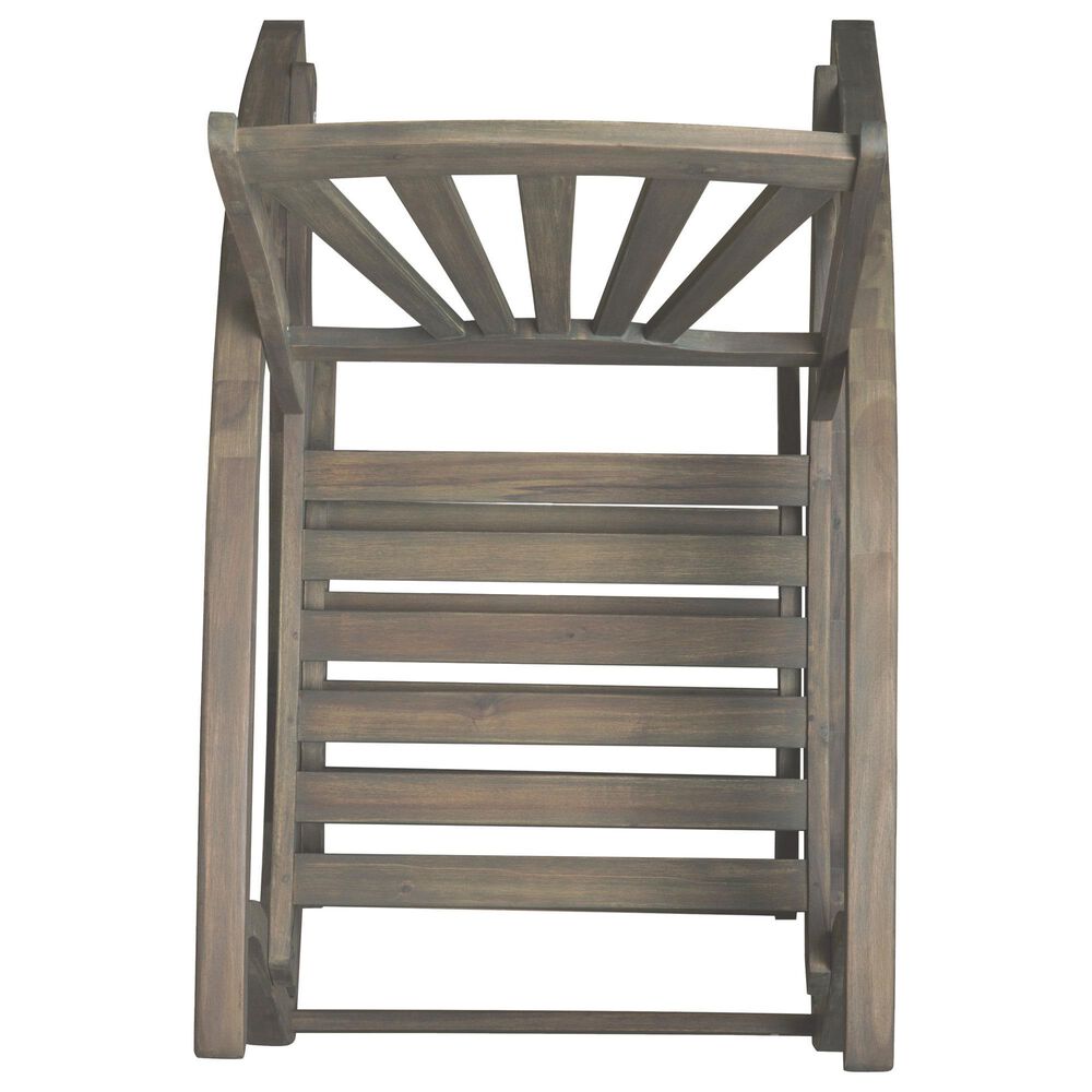 Hearth and Haven Sunview Outdoor Rocking Chair with Retractable Footrest in Grey, , large