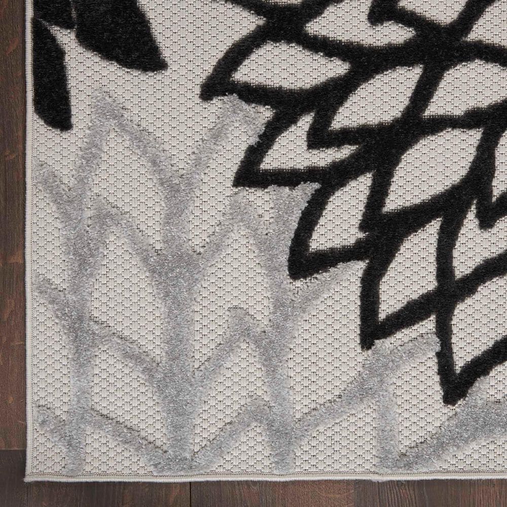 Nourison Aloha Floral 7&#39;10&quot; x 10&#39;6&quot; Black and White Indoor/Outdoor Area Rug, , large