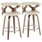 LumiSource Gardenia Swivel Fixed-Height Counter Stool with Cream Fabric Upholstery in Chrome and Walnut (Set of 2), , large