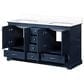 Lexora Home Dukes 60" Double Bathroom Vanity in Navy Blue with 2 cm White Cultured Marble Top and Rectangular Sinks, , large